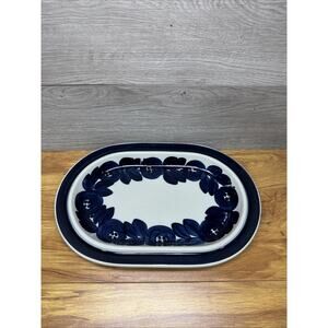 Vintage Arabia Finland Blue Anemone 14" Oval Platter Signed Ulla Procope